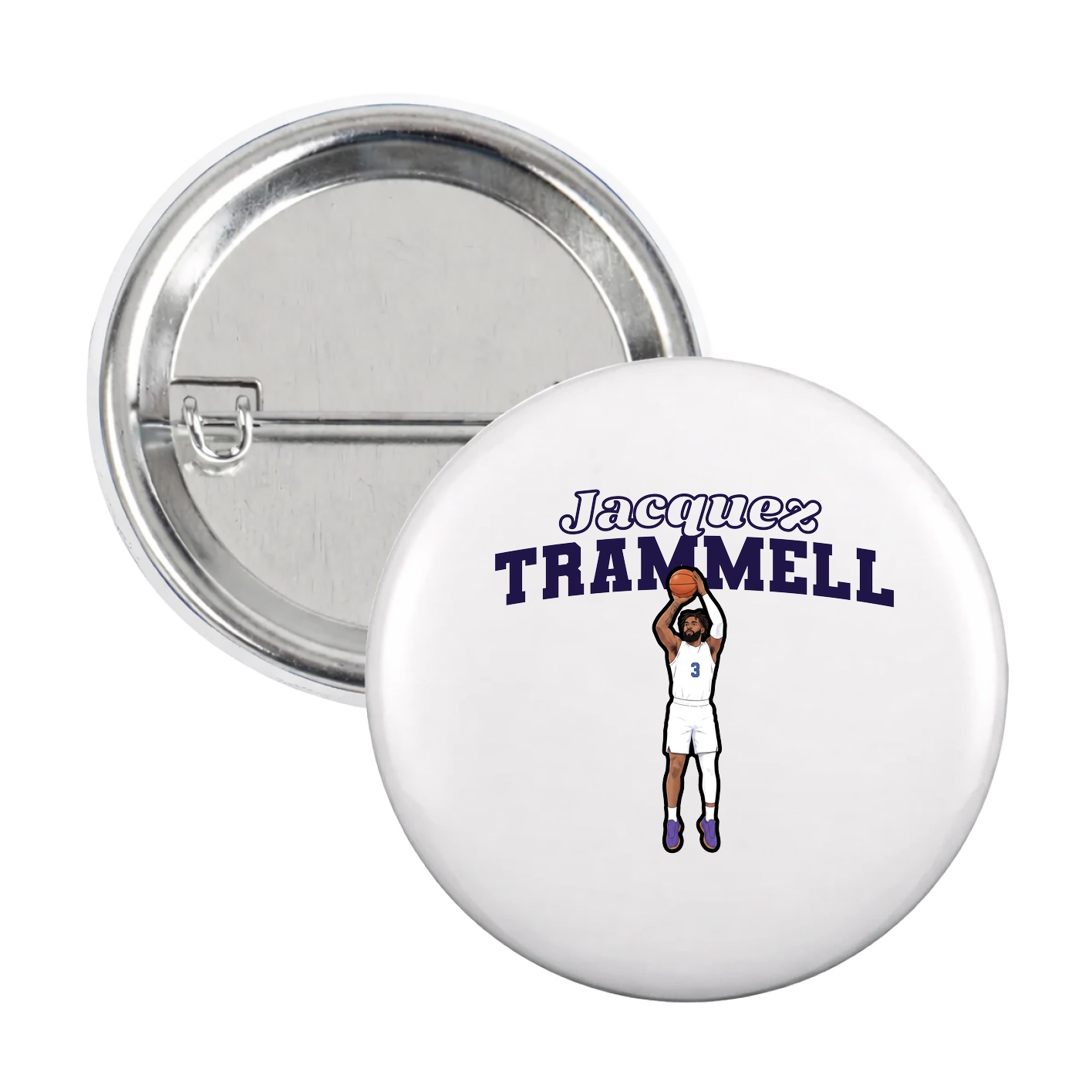 Game Day Button — Name Arch in White