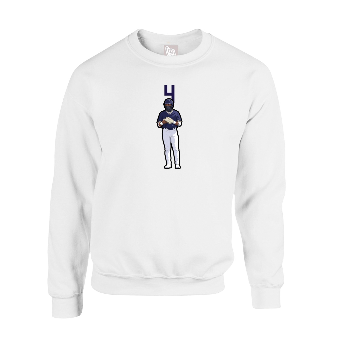 Fleece Crew — Number Top in White