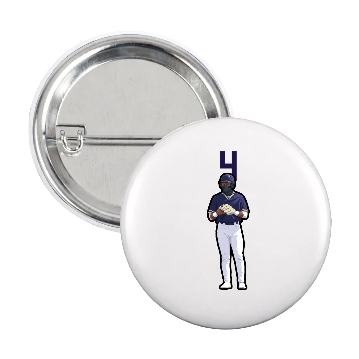 Game Day Button — Number Top in White