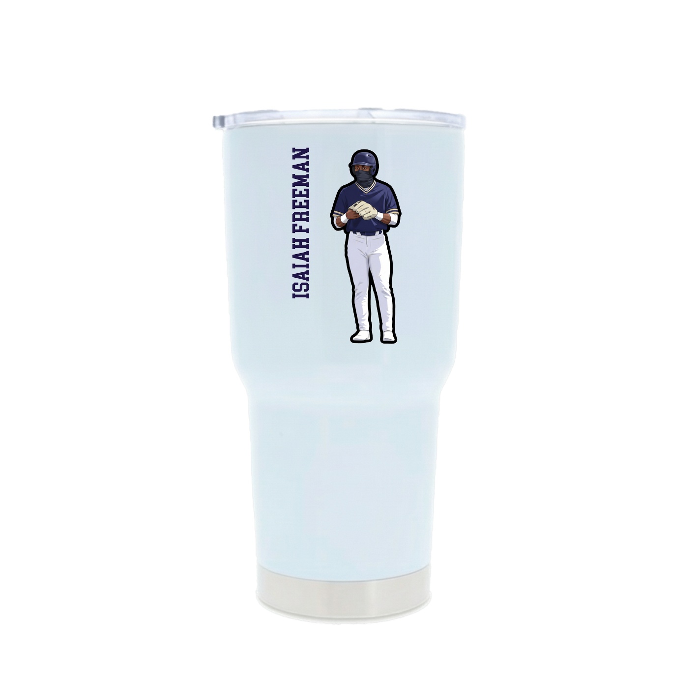 30oz Stainless Steel Tumbler — Name Vertical in White