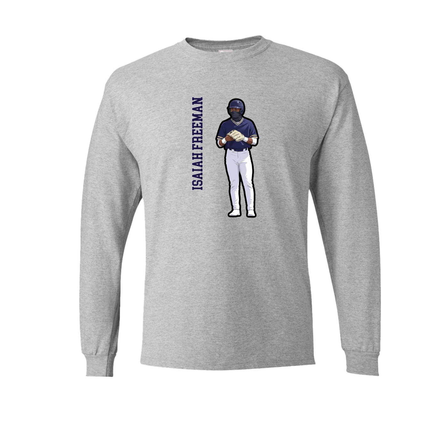 Long Sleeve Tee — Name Vertical in Grey