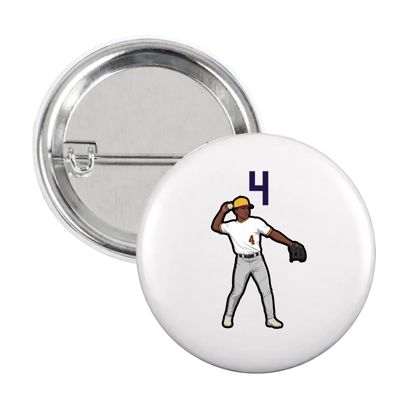 Game Day Button — Number Top in White