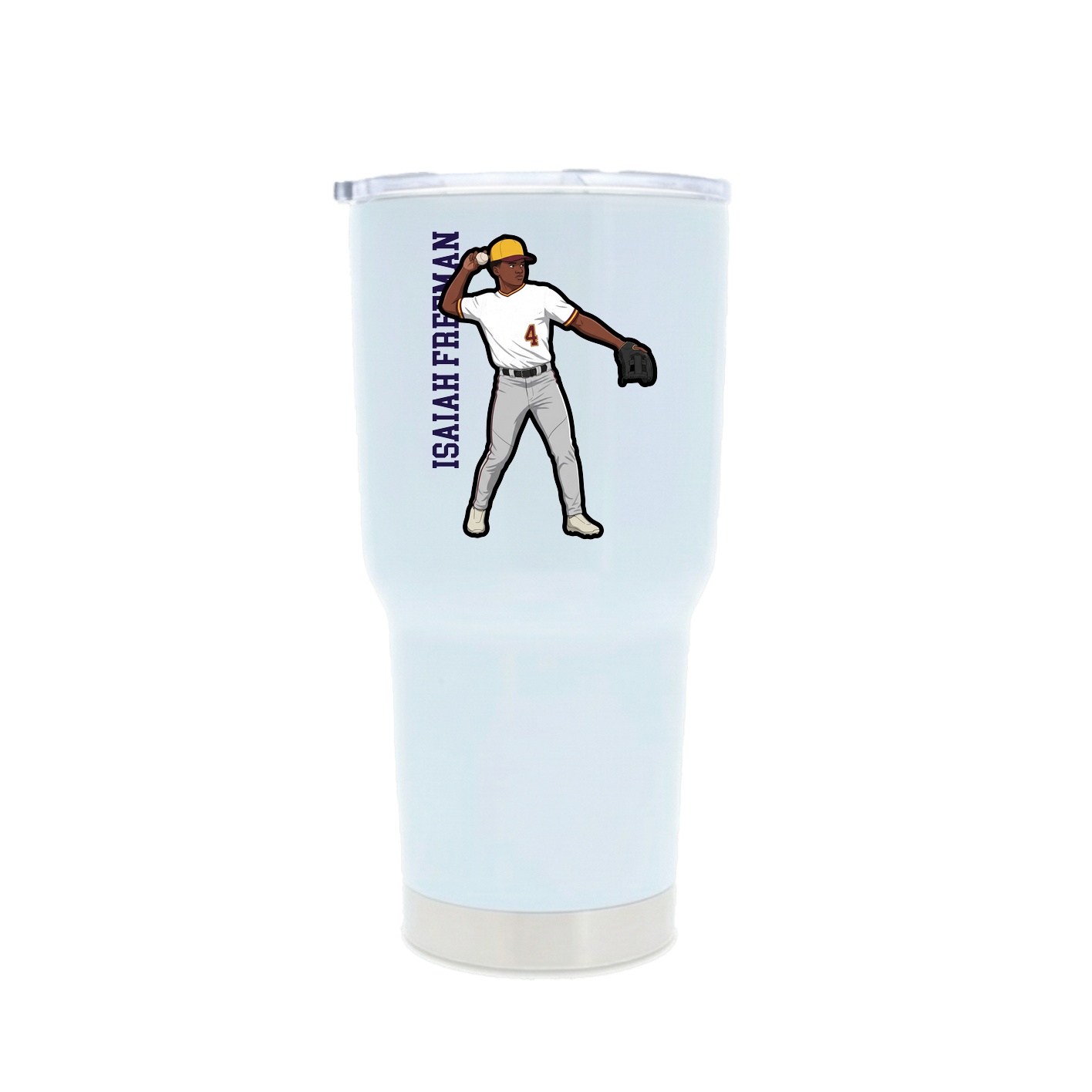 30oz Stainless Steel Tumbler — Name Vertical in White