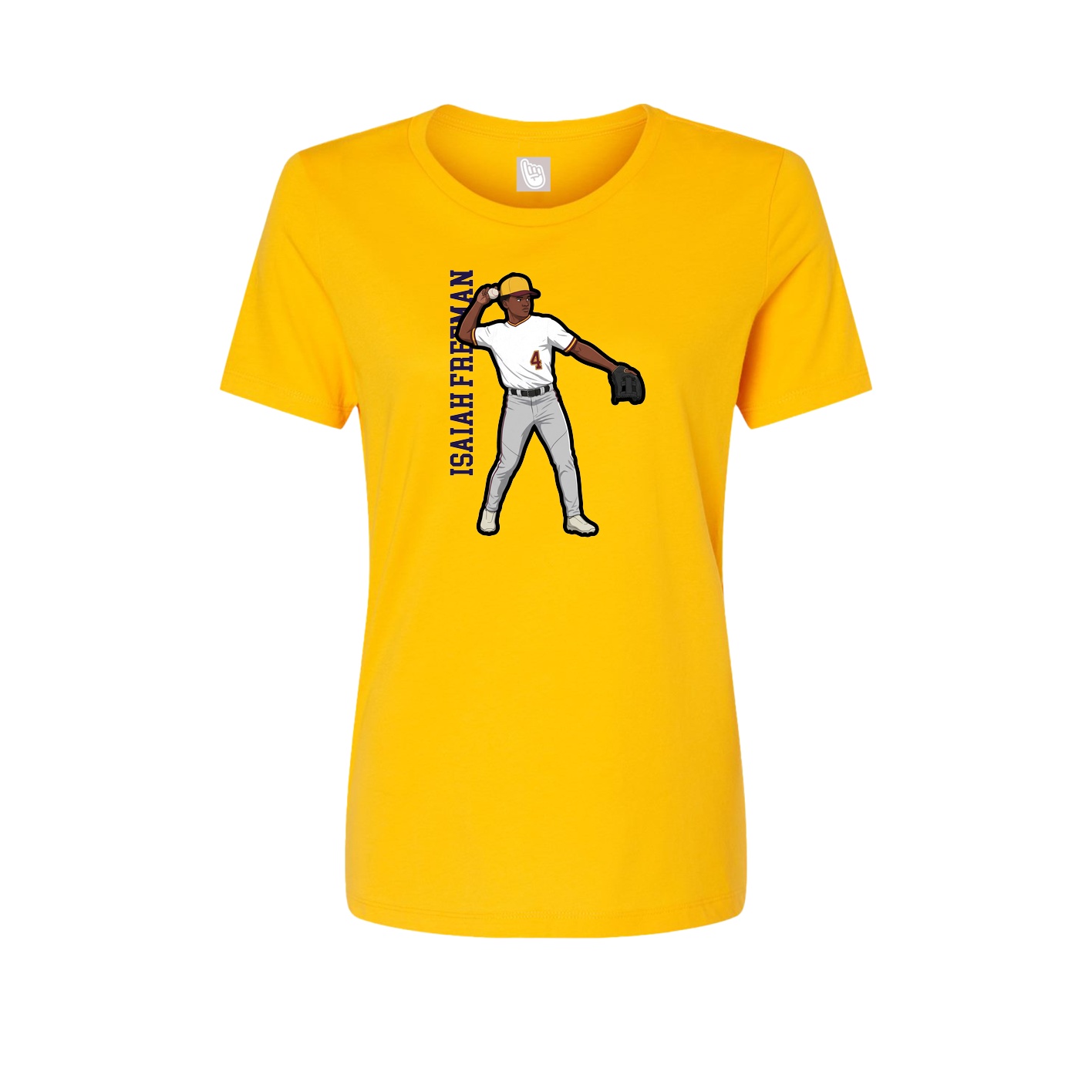 Fitted Women's Tee — Name Vertical in Gold