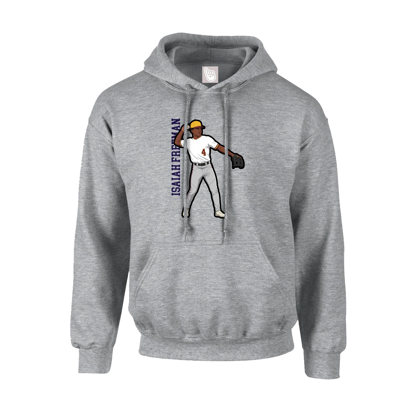 Hoodie — Name Vertical in Grey