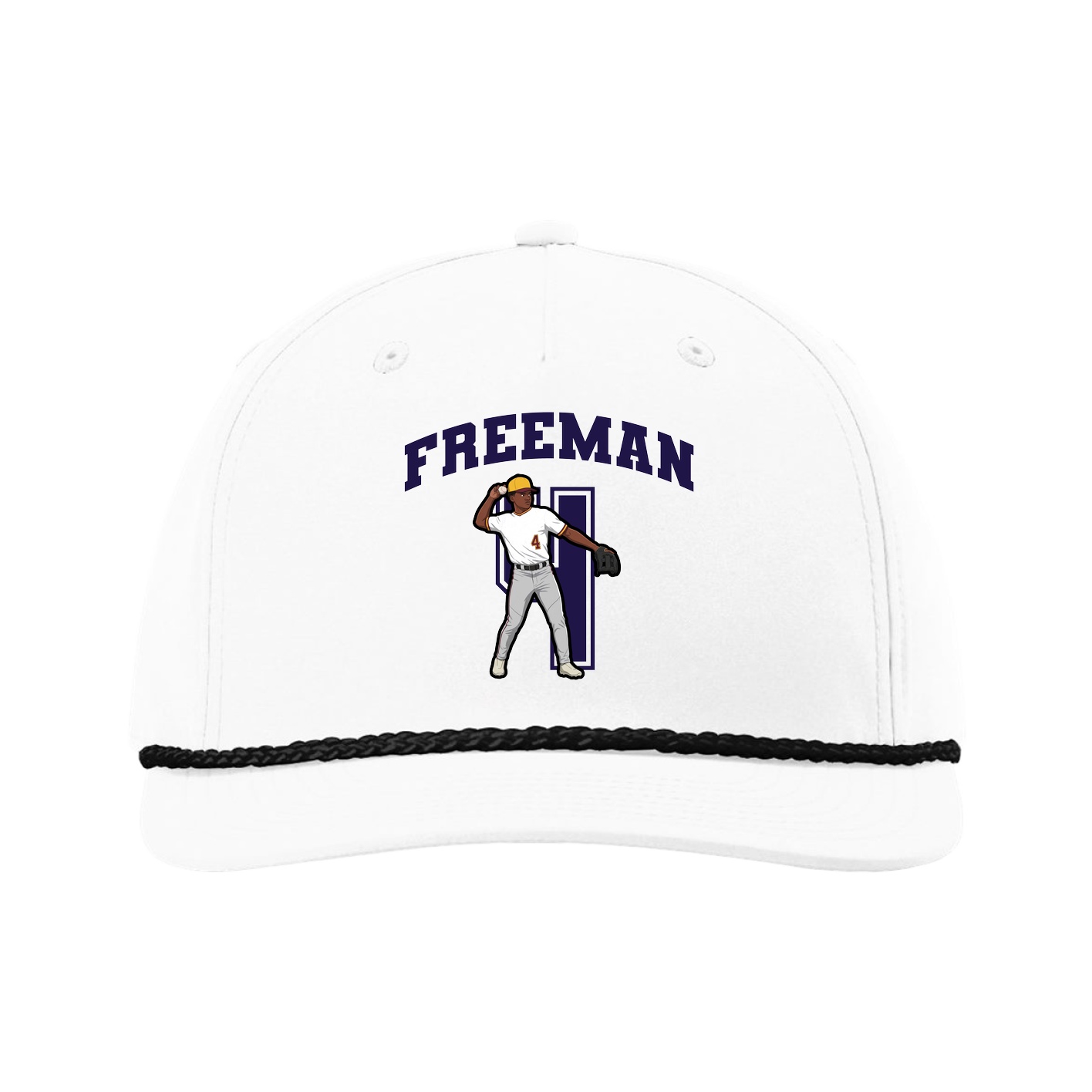 Five-Panel Classic Rope Cap — Number in White