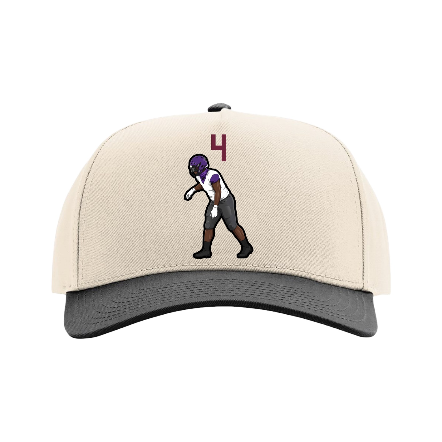 Full Fabric Five-Panel Champ Cap — Number Top in Cream/Black