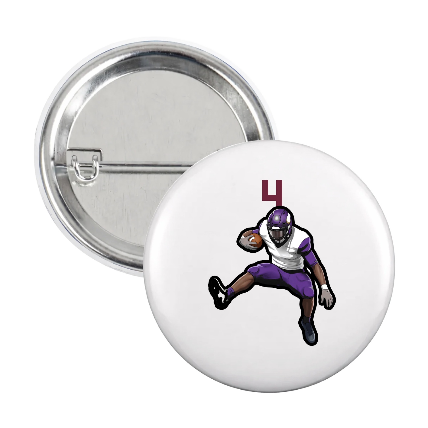 Game Day Button — Number Top in White