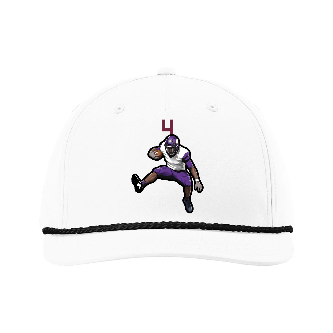Five-Panel Classic Rope Cap — Number Top in White