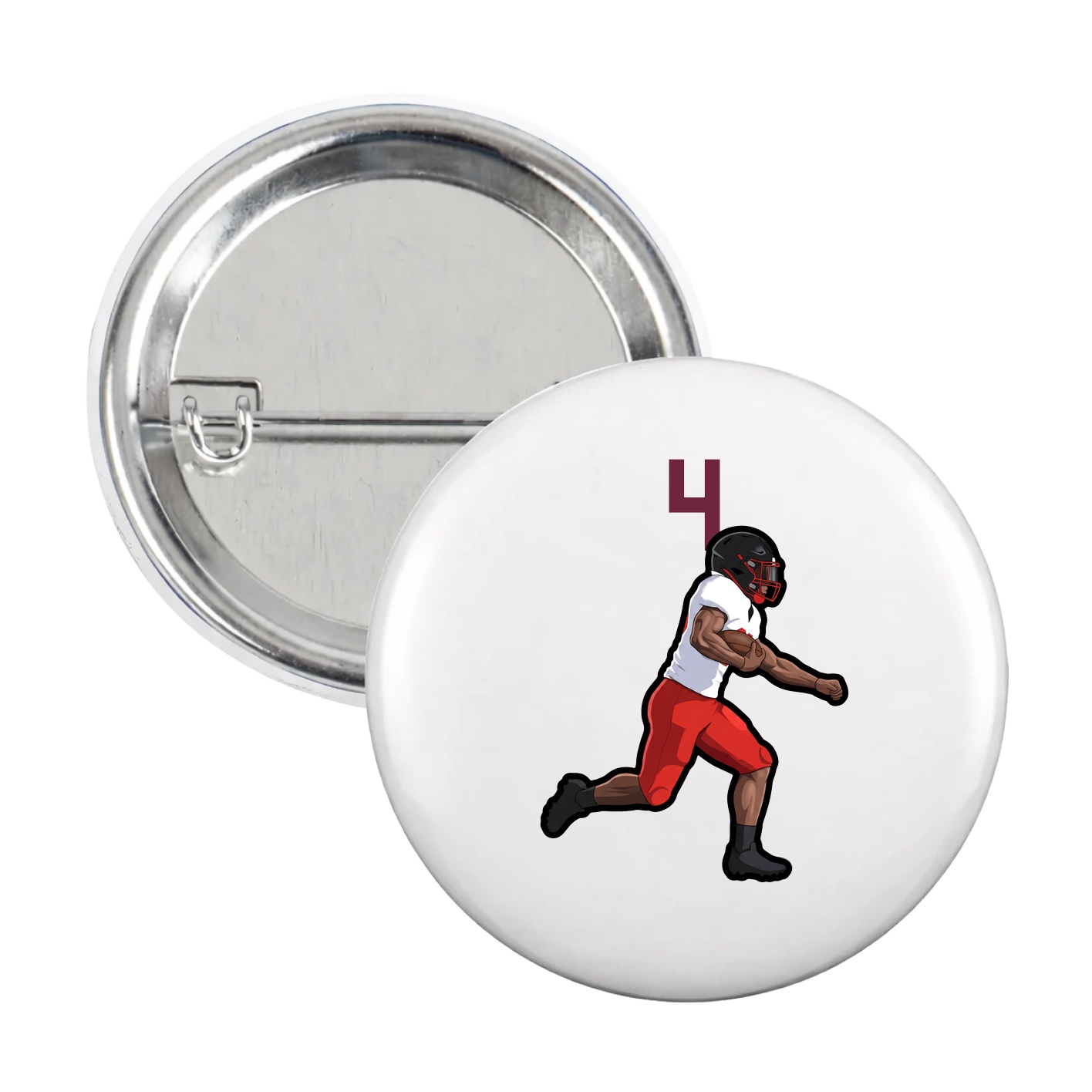 Game Day Button — Number Top in White