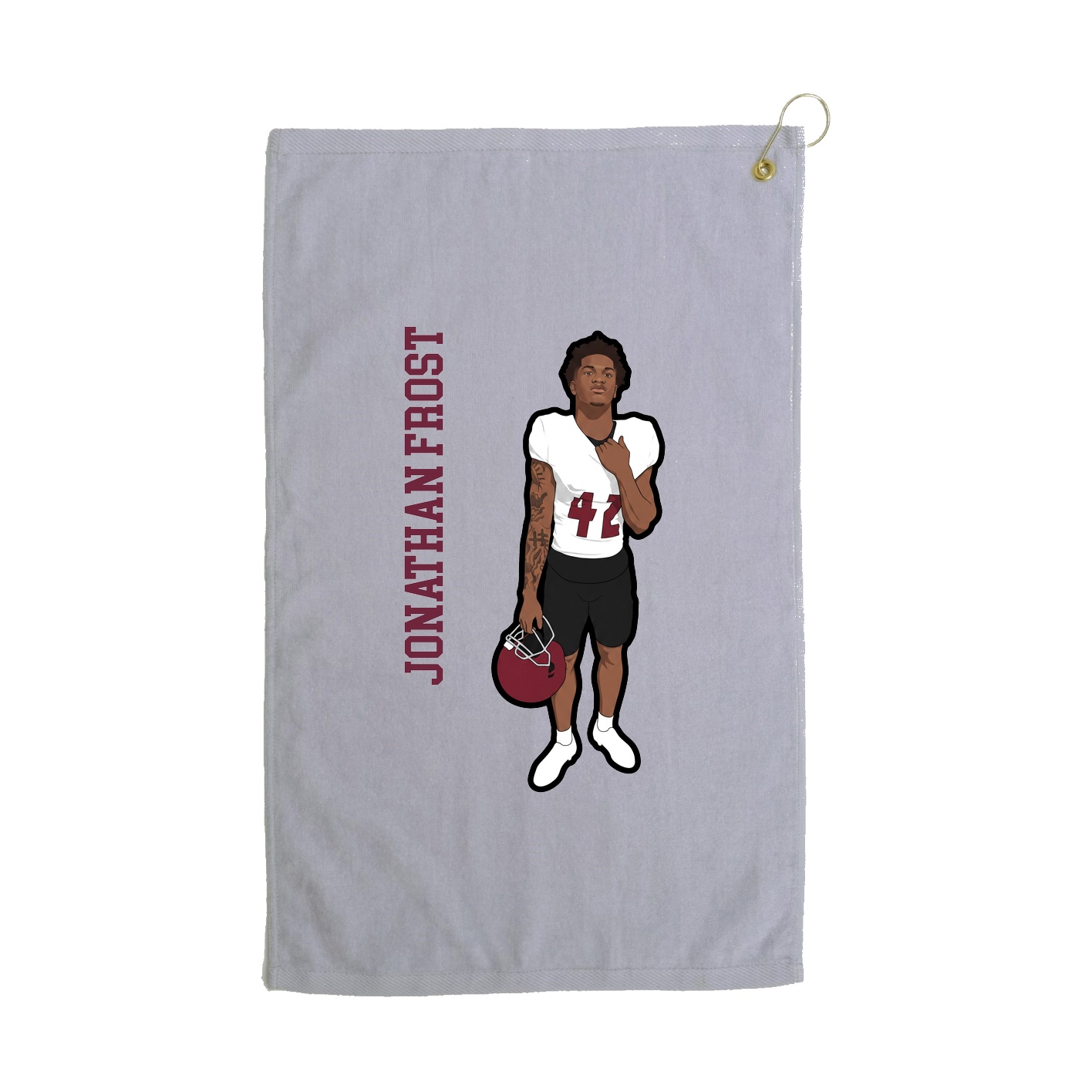Golf Towel — Name Vertical in Grey