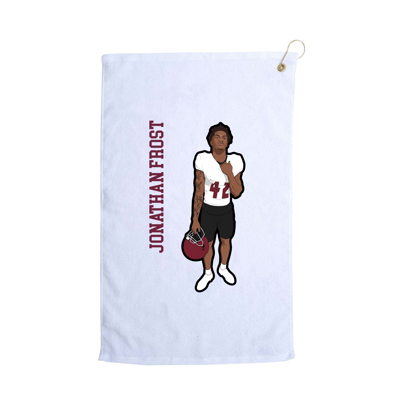Golf Towel — Name Vertical in White