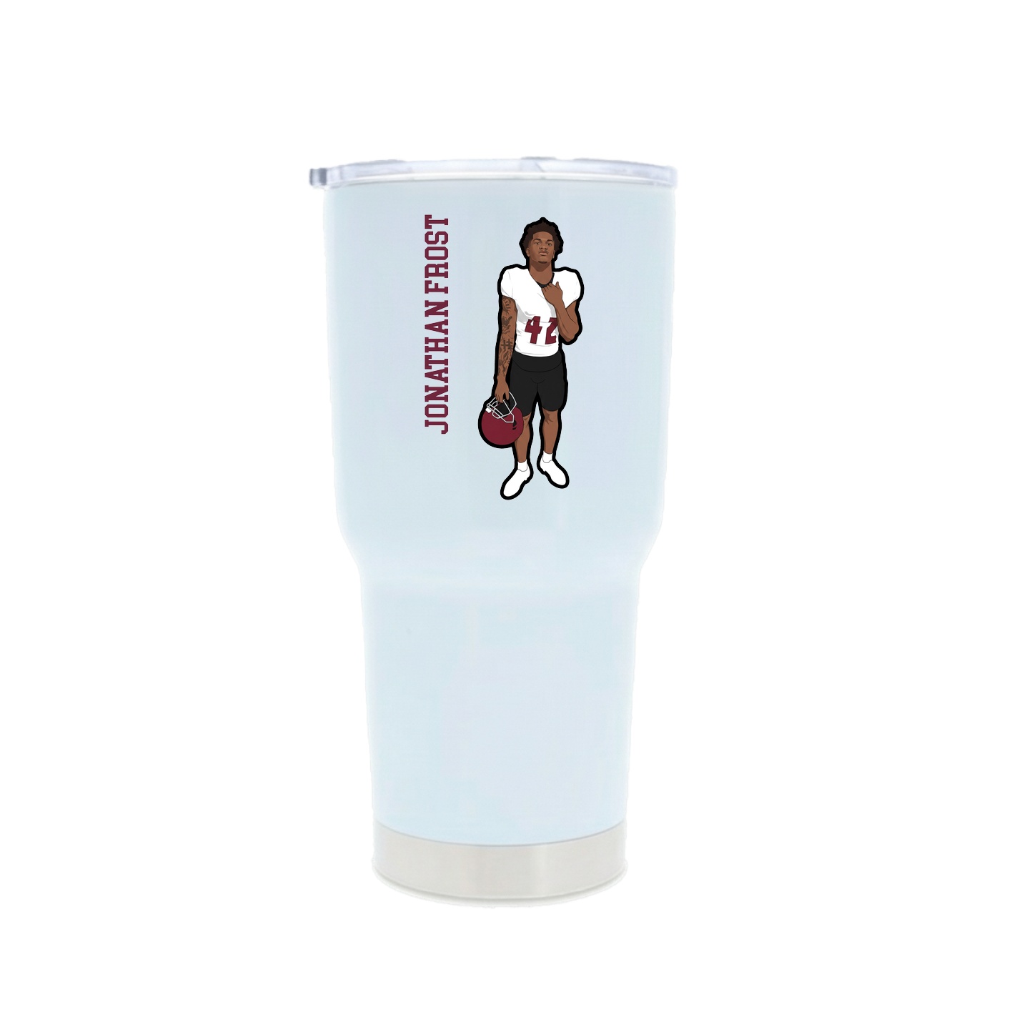 30oz Stainless Steel Tumbler — Name Vertical in White