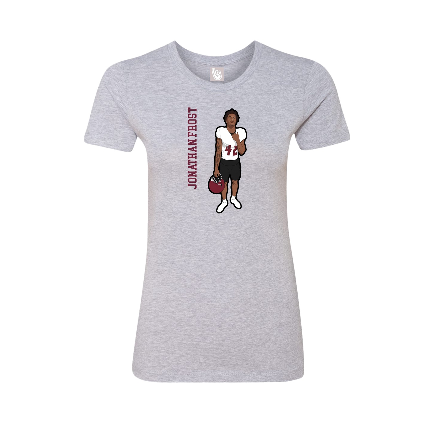 Womens Tee — Name Vertical in Grey