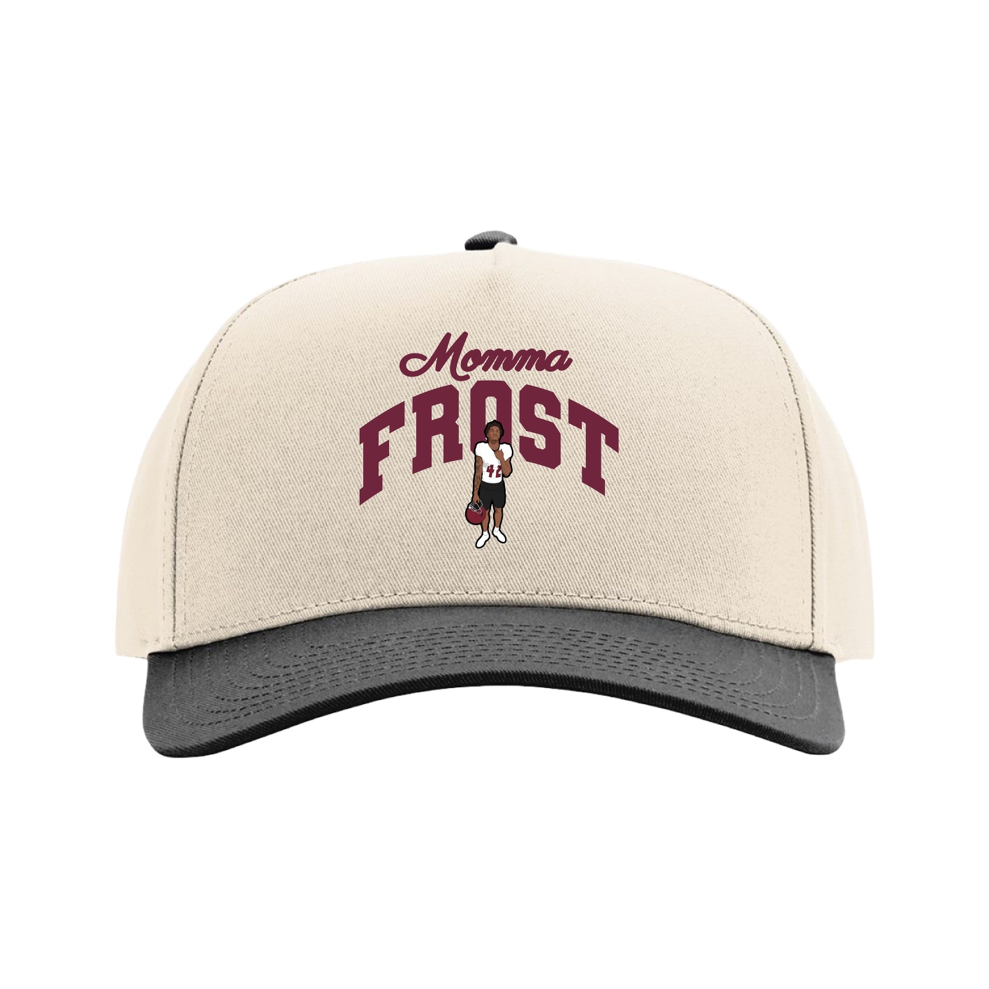 Full Fabric Five-Panel Champ Cap — Mothers Day Arch in Cream/Black