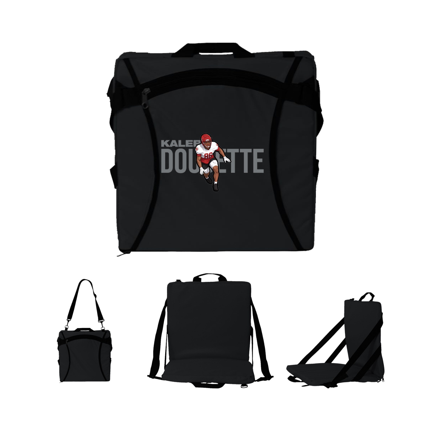 Folding Stadium Seat — Player Name in Black