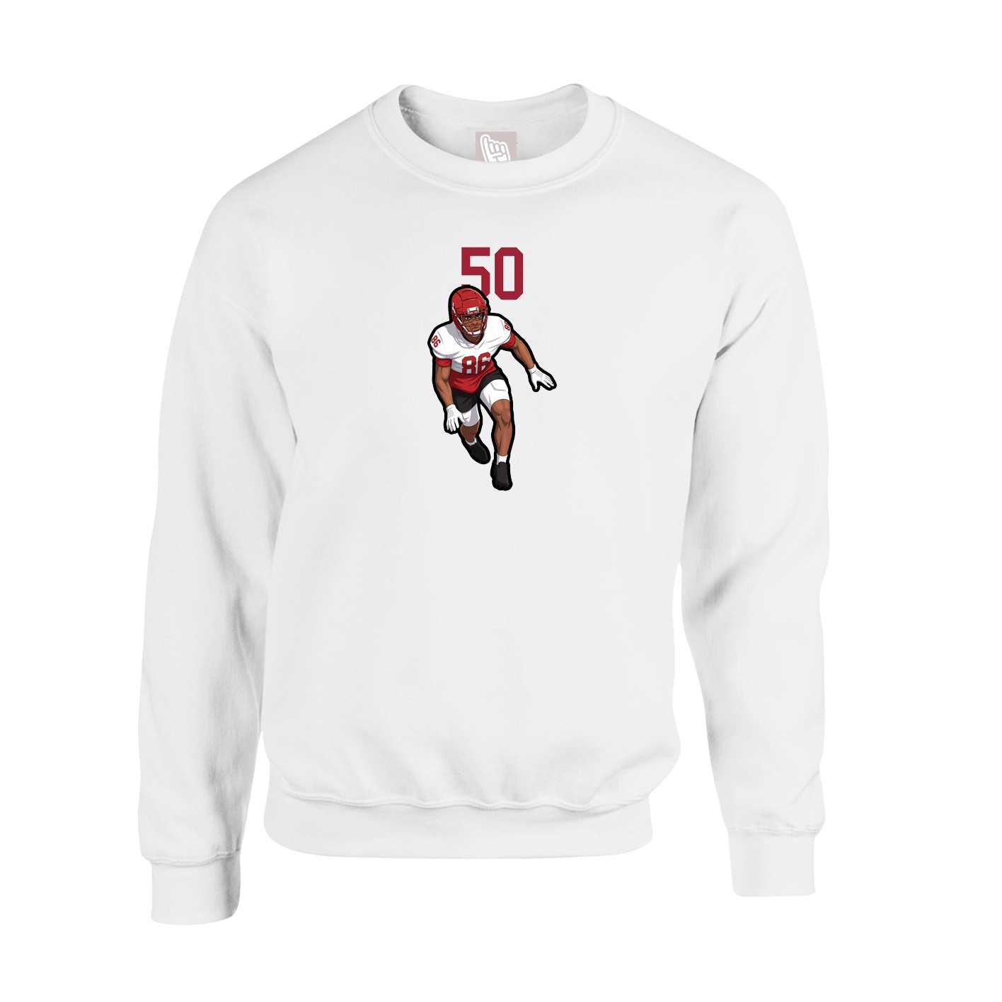 Fleece Crew — Number Top in White