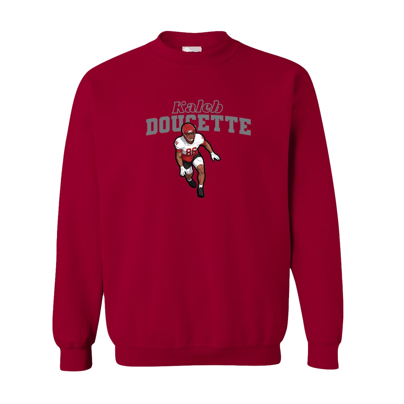 Fleece Crew — Name Arch in Cardinal