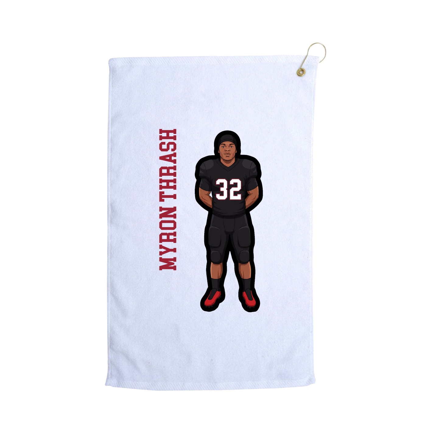 Golf Towel — Name Vertical in White