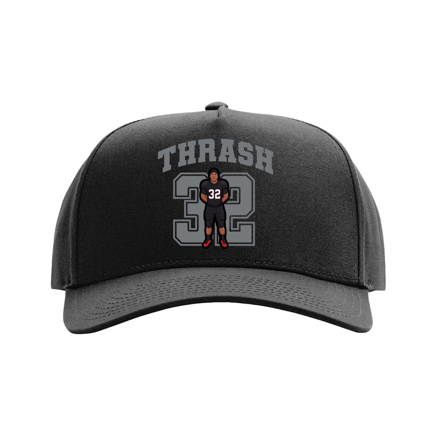Full Fabric Five-Panel Champ Cap — Number in Black