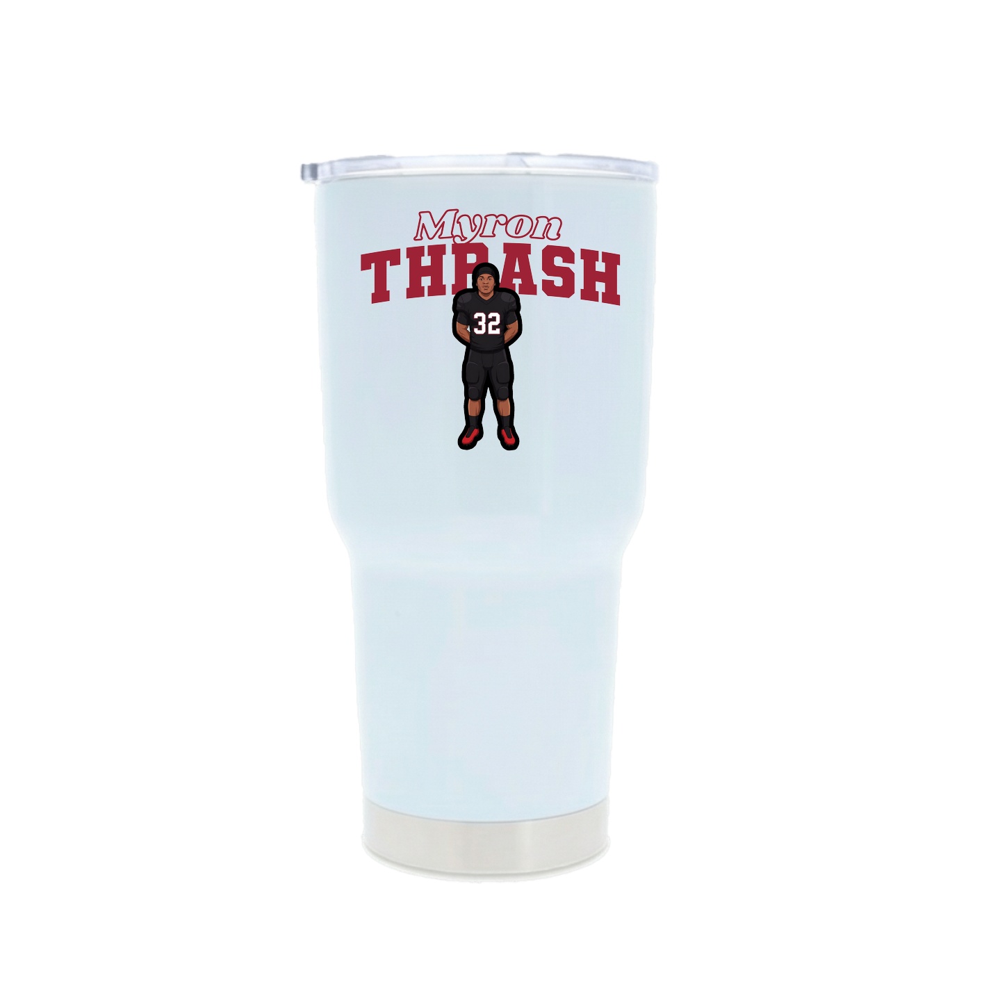 30oz Stainless Steel Tumbler — Name Arch in White
