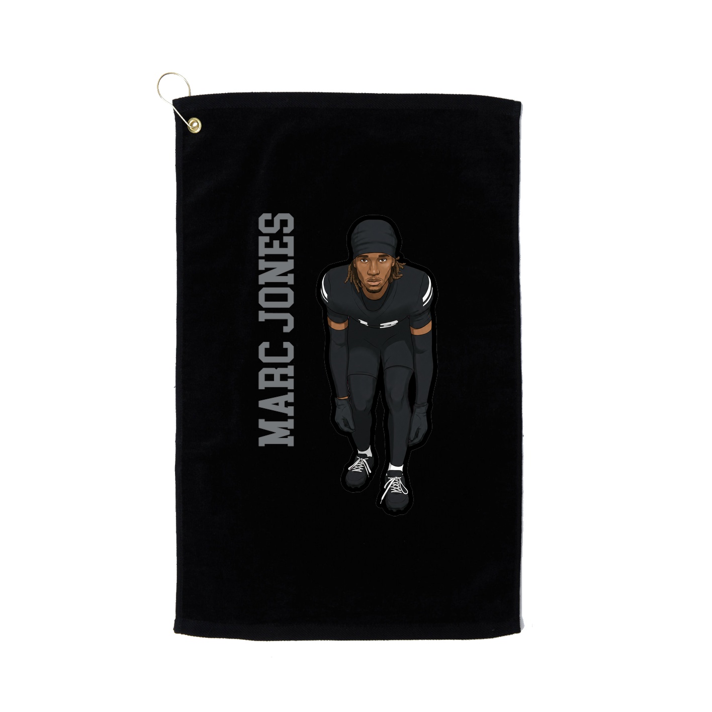 Golf Towel — Name Vertical in Black
