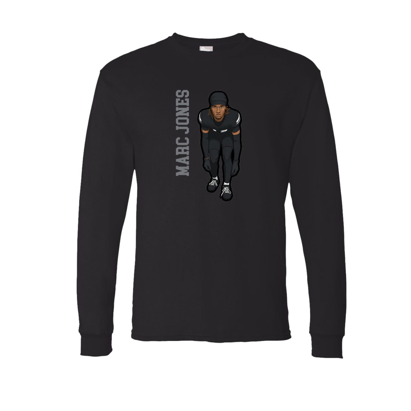 Long Sleeve Tee — Name Vertical in Black