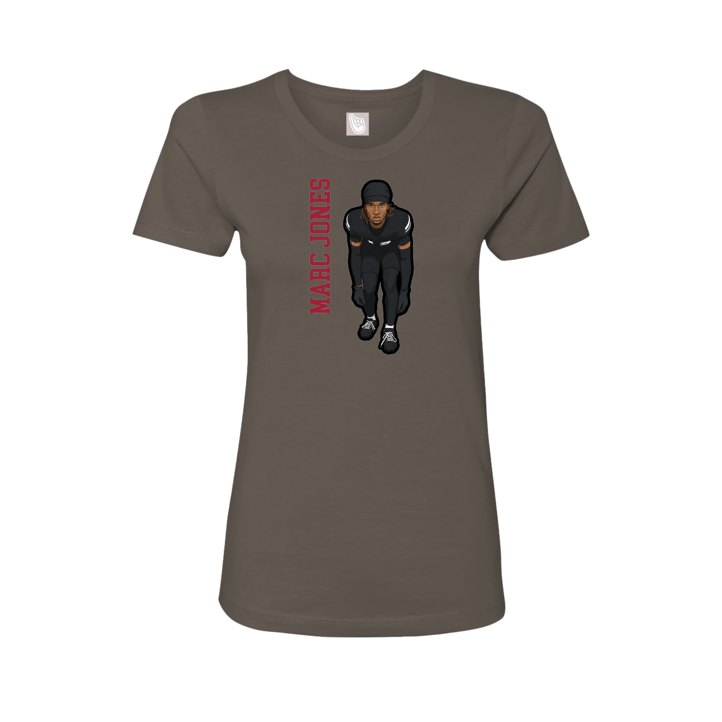 Fitted Women's Tee — Name Vertical in Grey