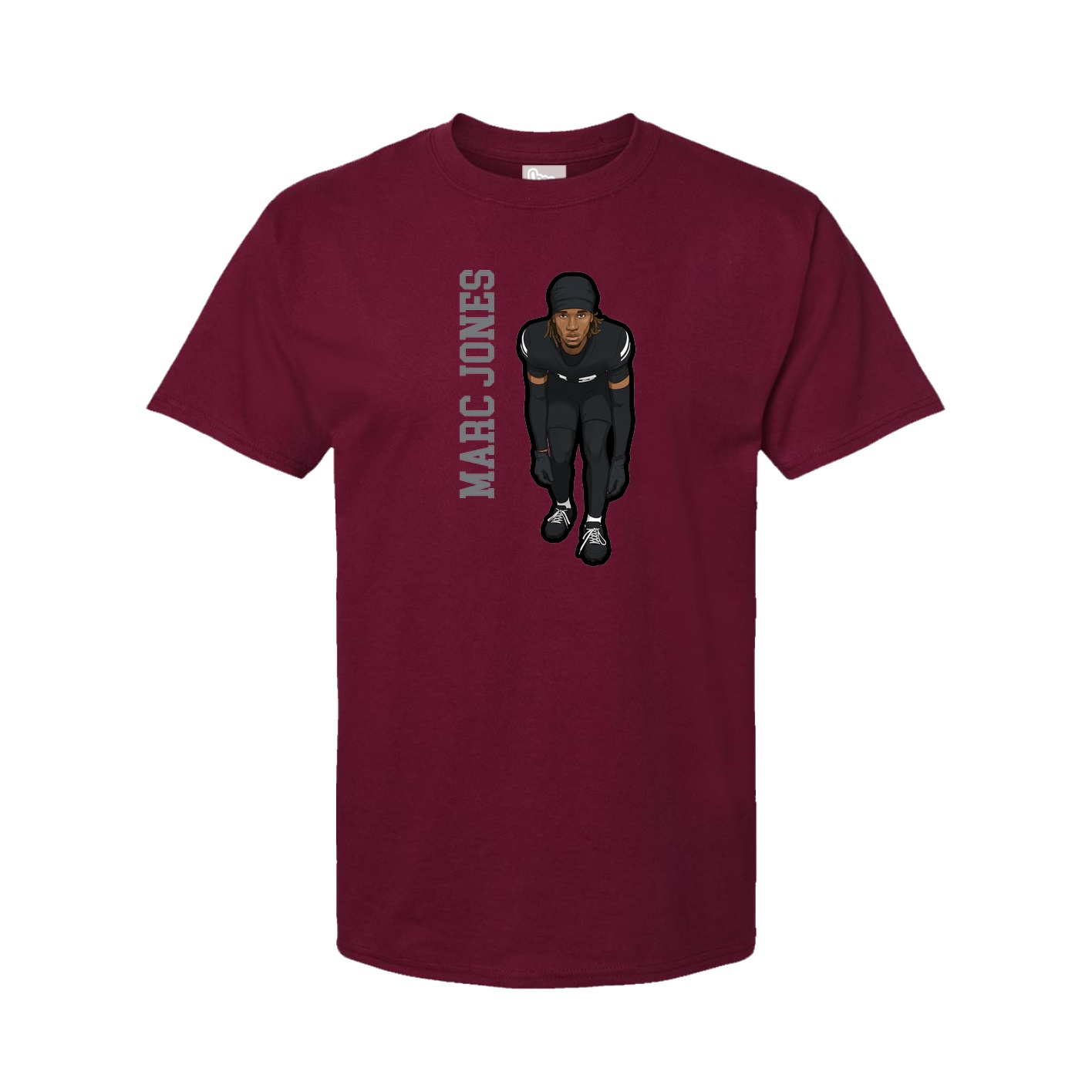 Youth Tee — Name Vertical in Cardinal