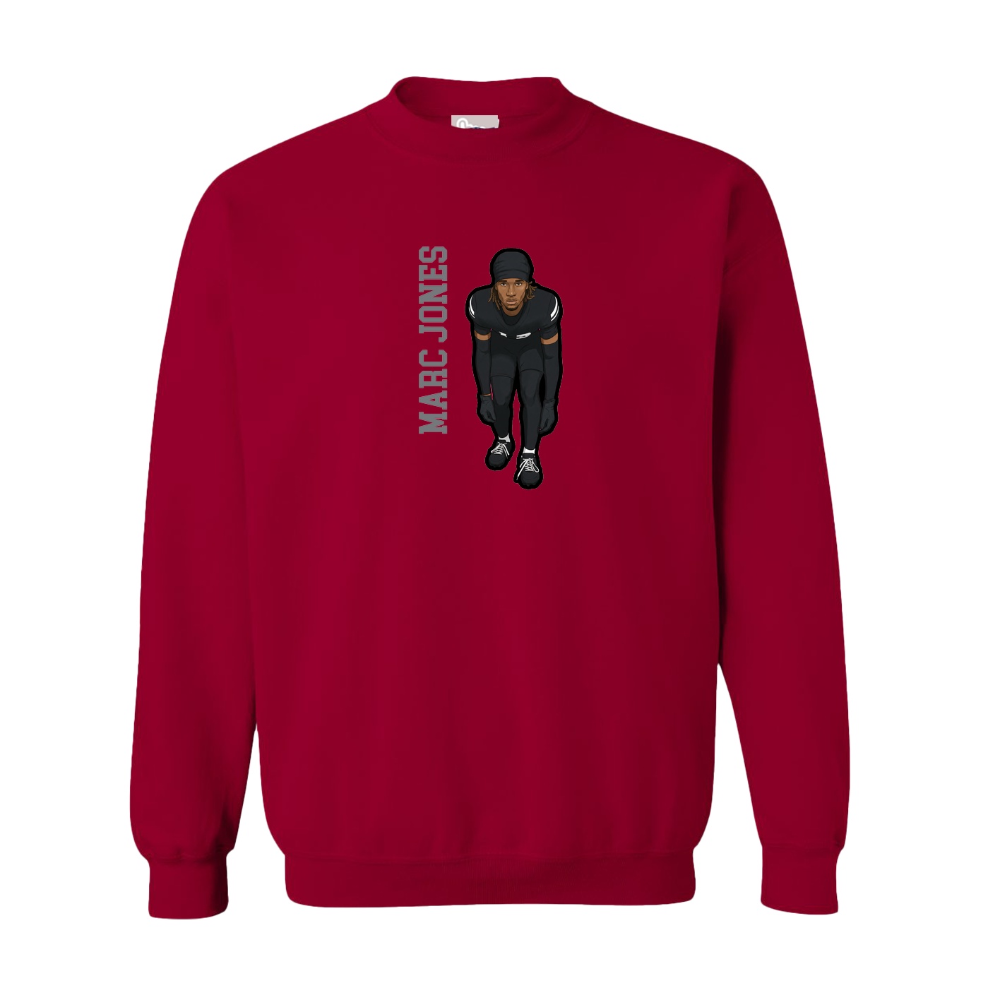 Fleece Crew — Name Vertical in Cardinal