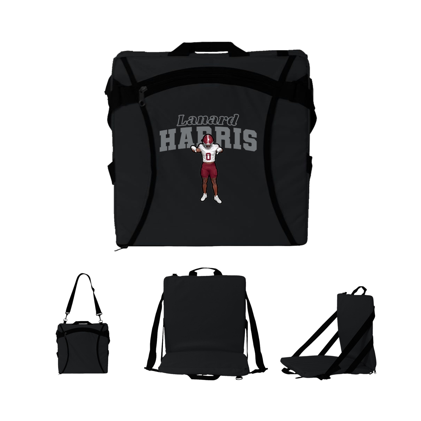 Folding Stadium Seat — Name Arch in Black