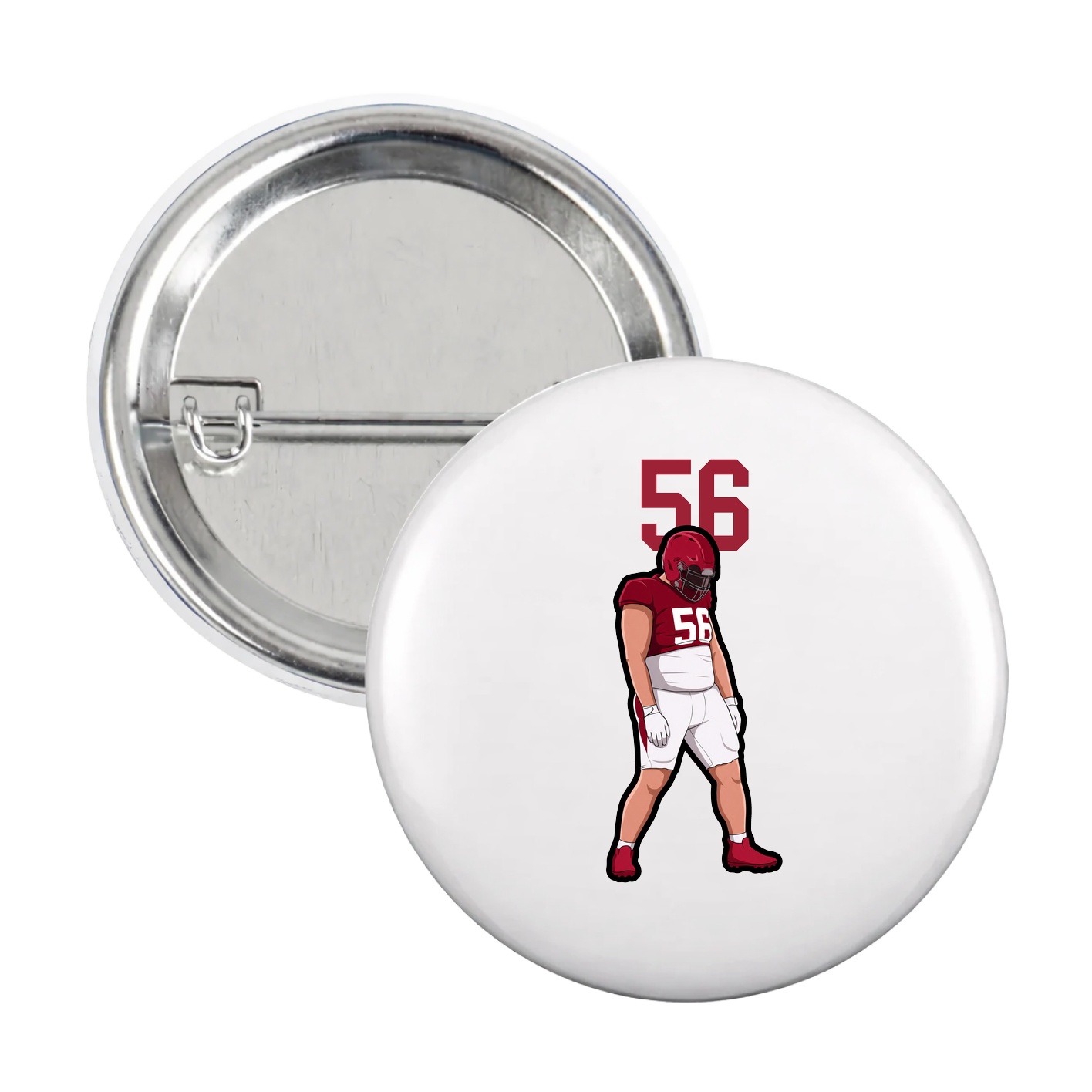 Game Day Button — Number Top in White