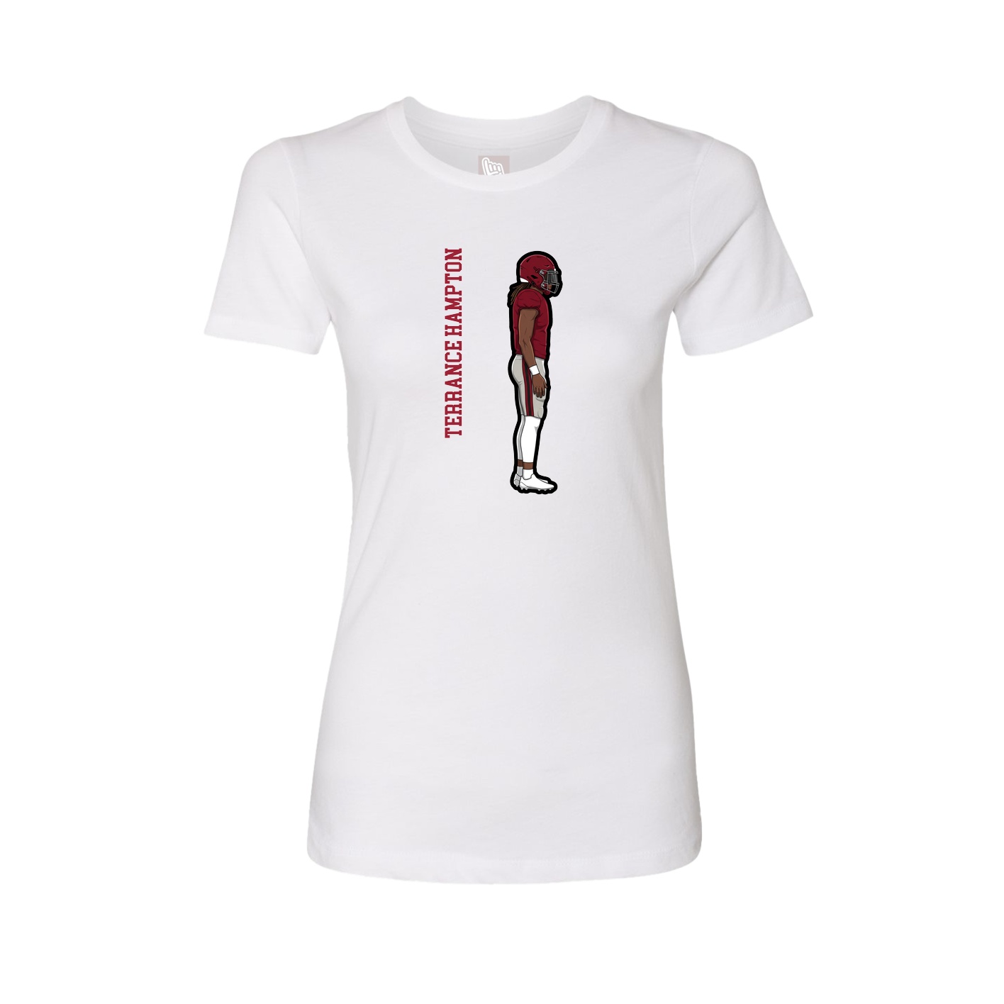 Fitted Women's Tee — Name Vertical in White
