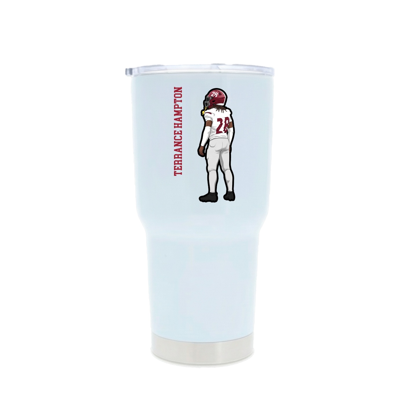 30oz Stainless Steel Tumbler — Name Vertical in White