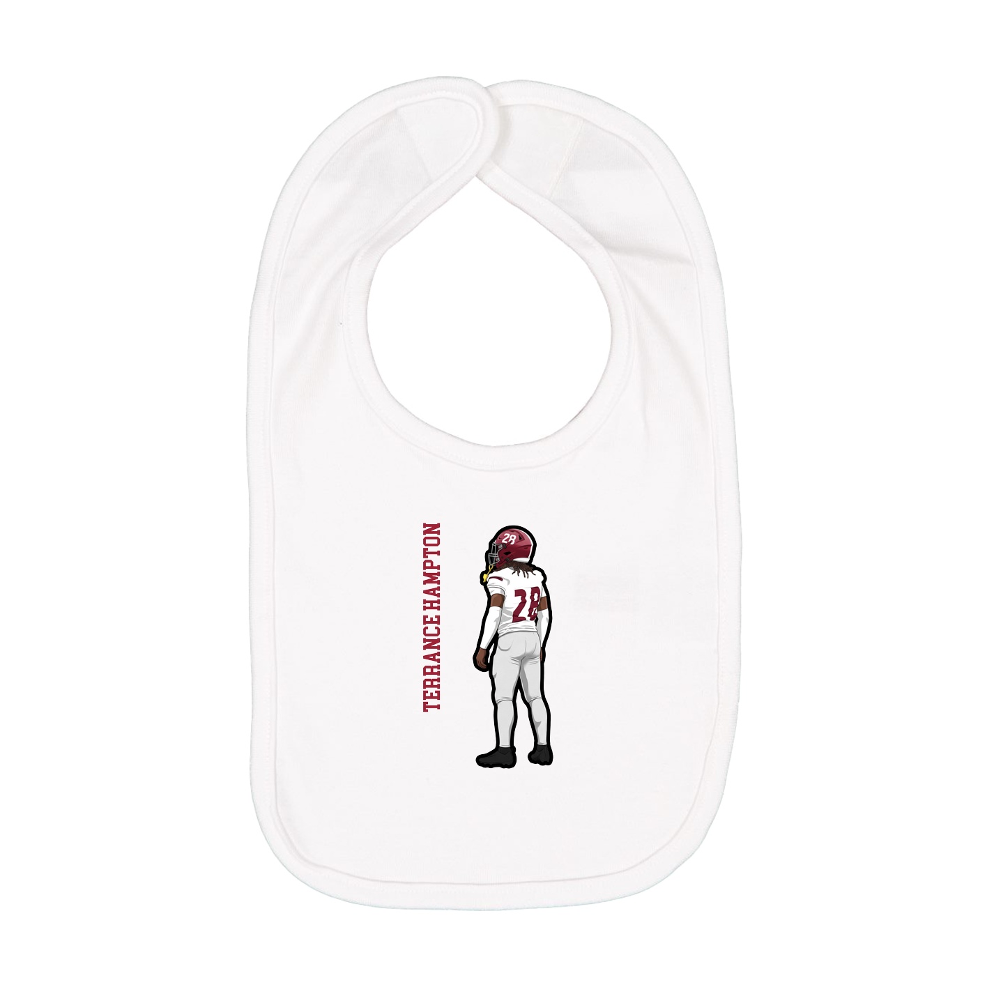 Infant Bib — Name Vertical in White