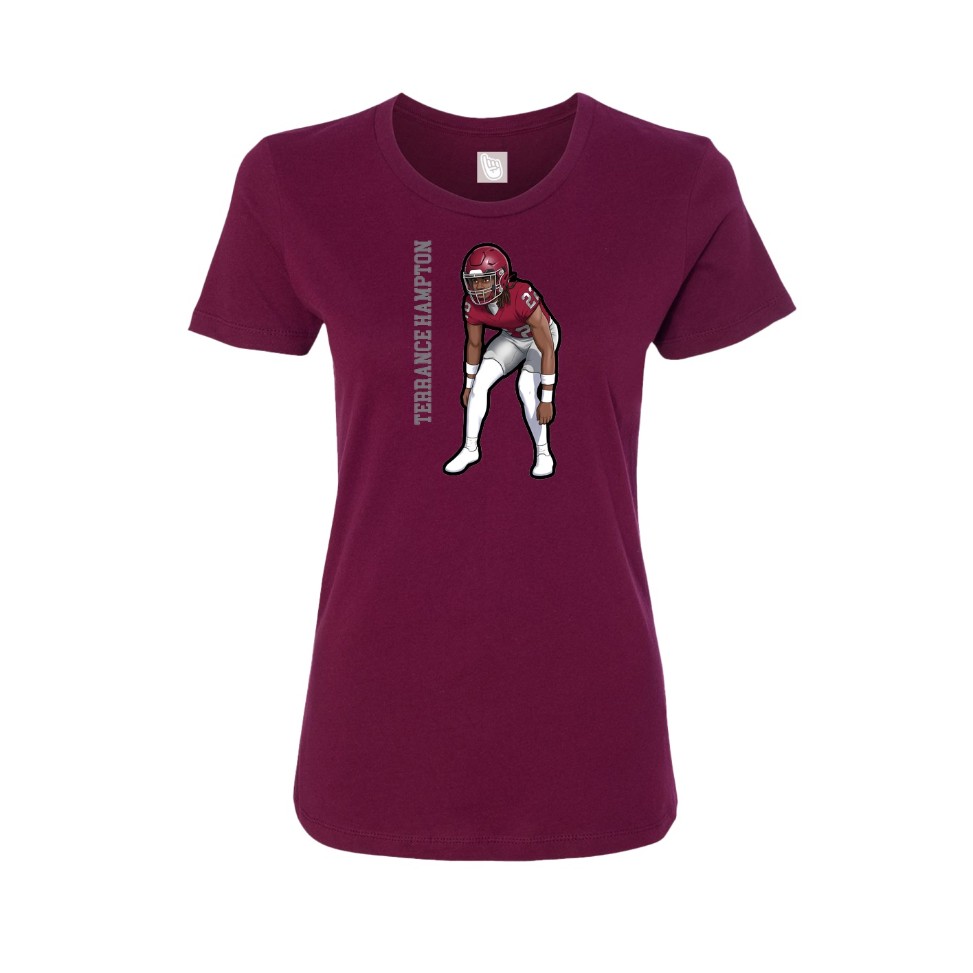 Fitted Women's Tee — Name Vertical in Maroon