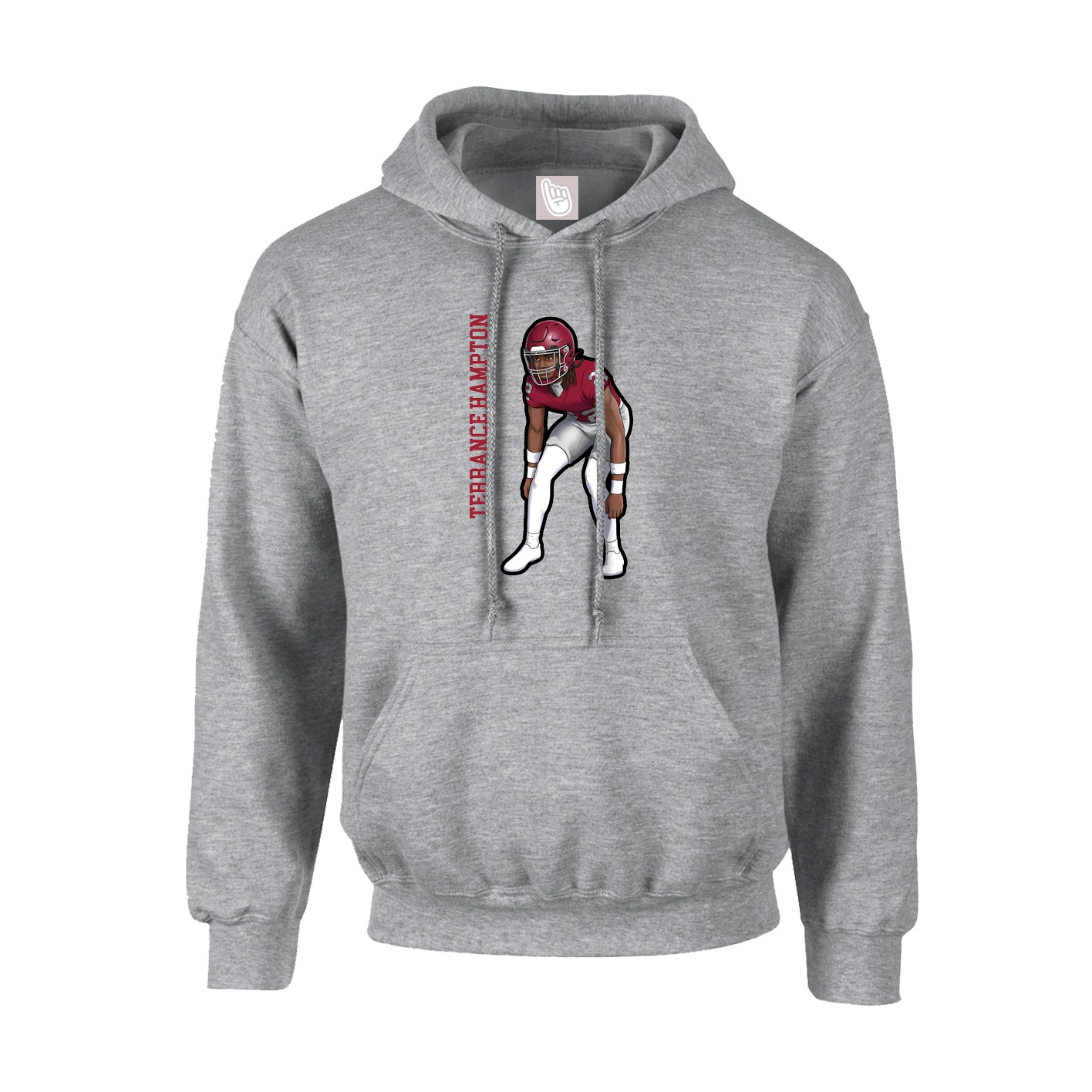 Hoodie — Name Vertical in Grey
