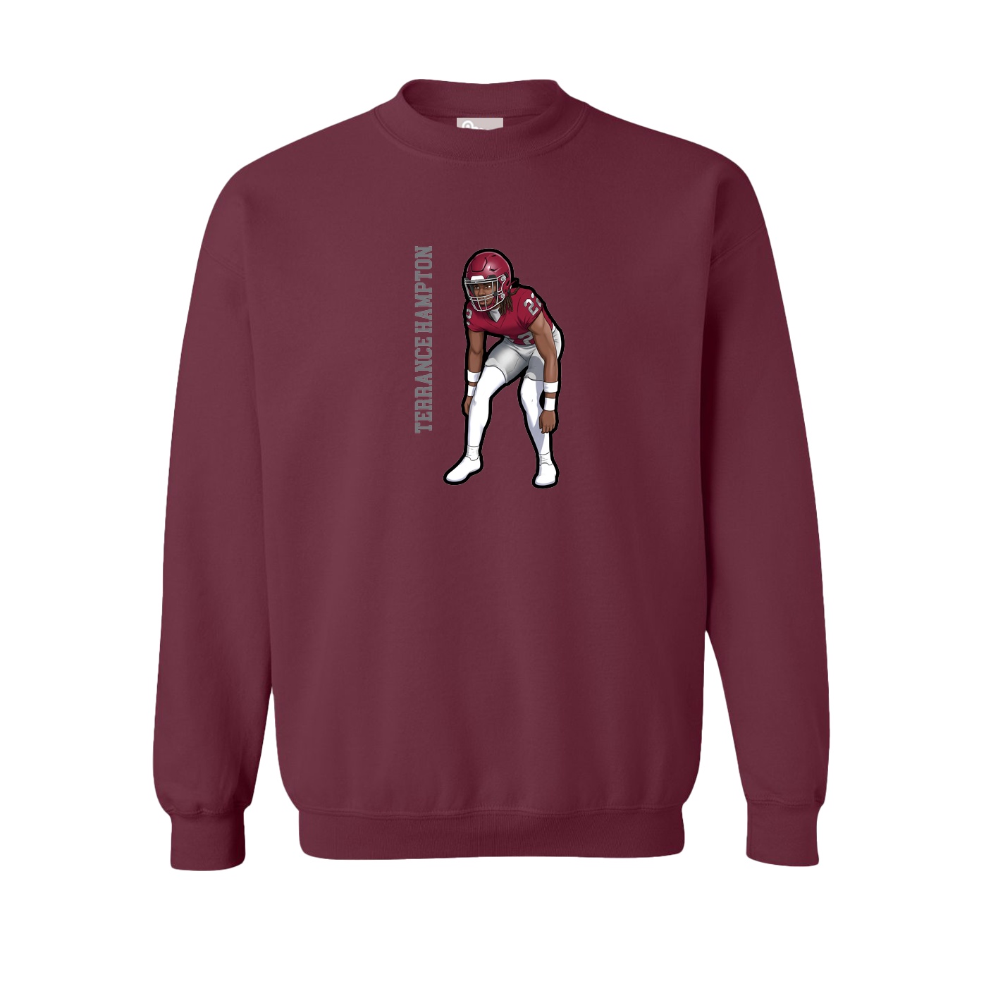 Fleece Crew — Name Vertical in Maroon