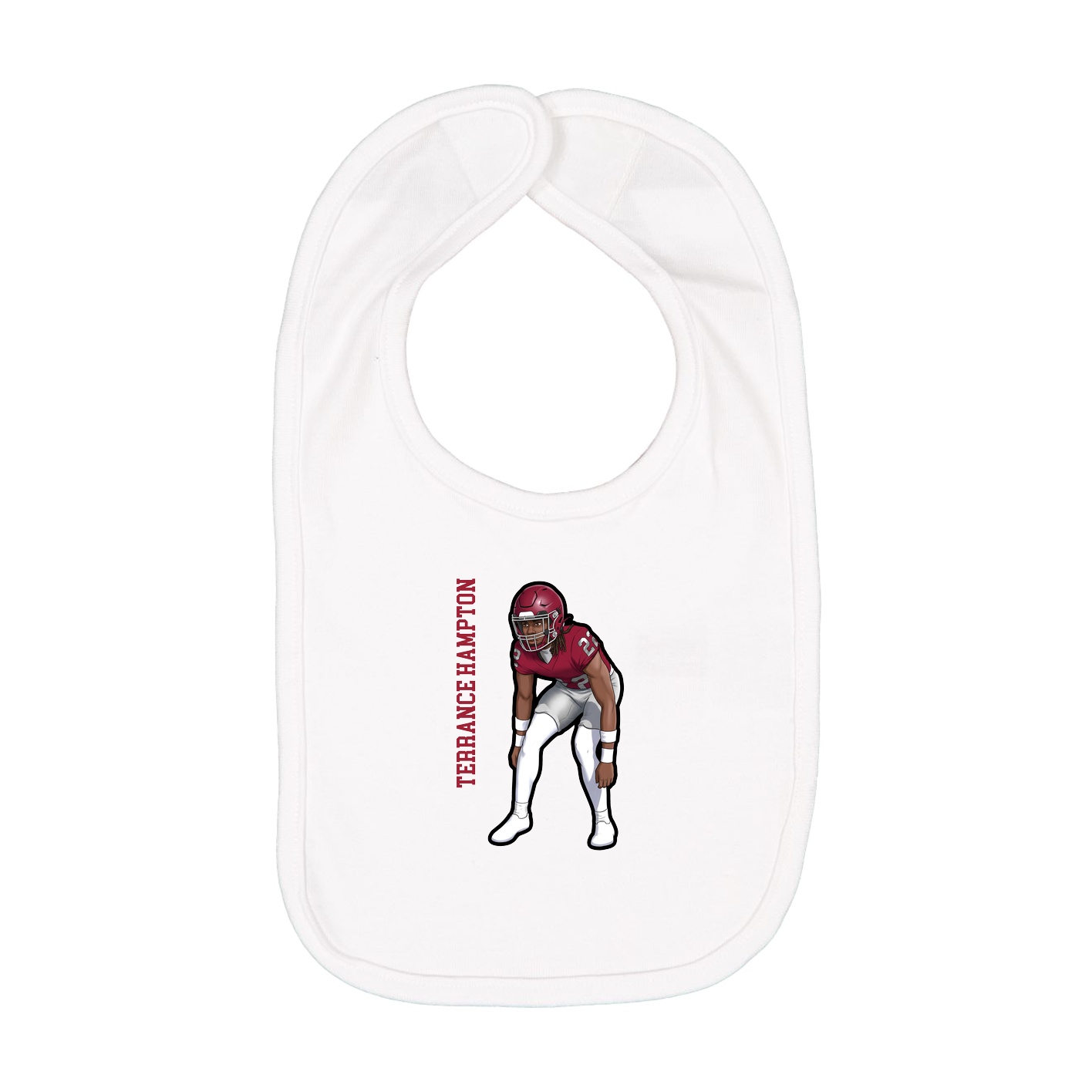 Infant Bib — Name Vertical in White