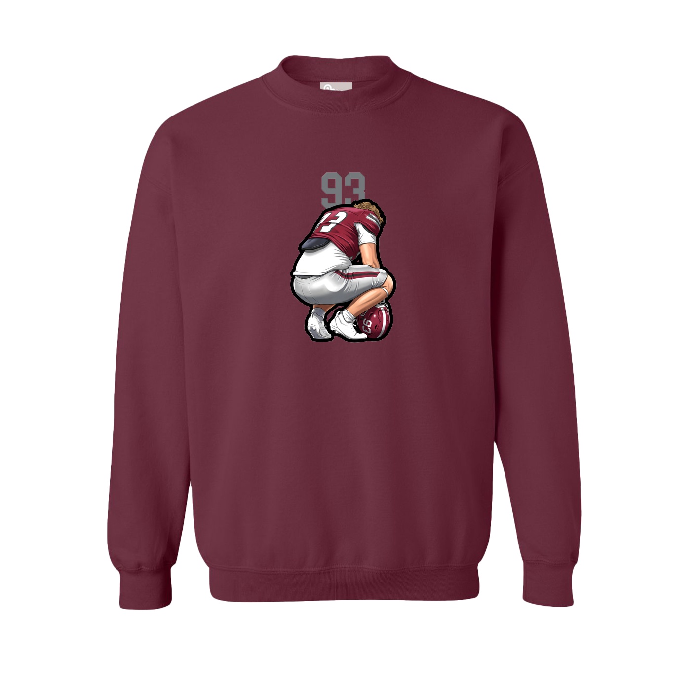 Fleece Crew — Number Top in Maroon