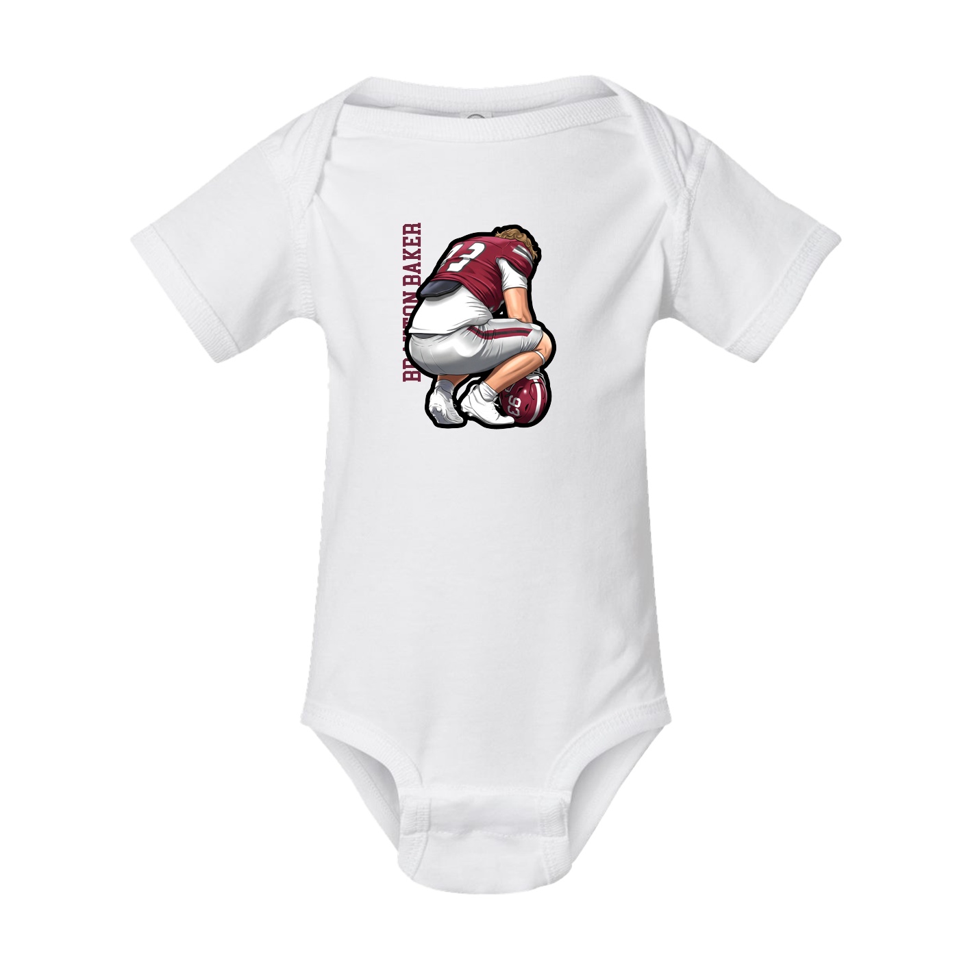 Baby Onesie — Name Vertical in White