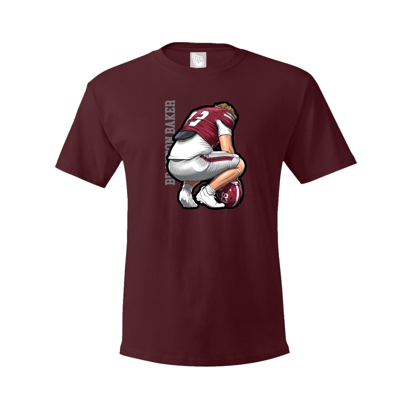 Youth Tee — Name Vertical in Maroon