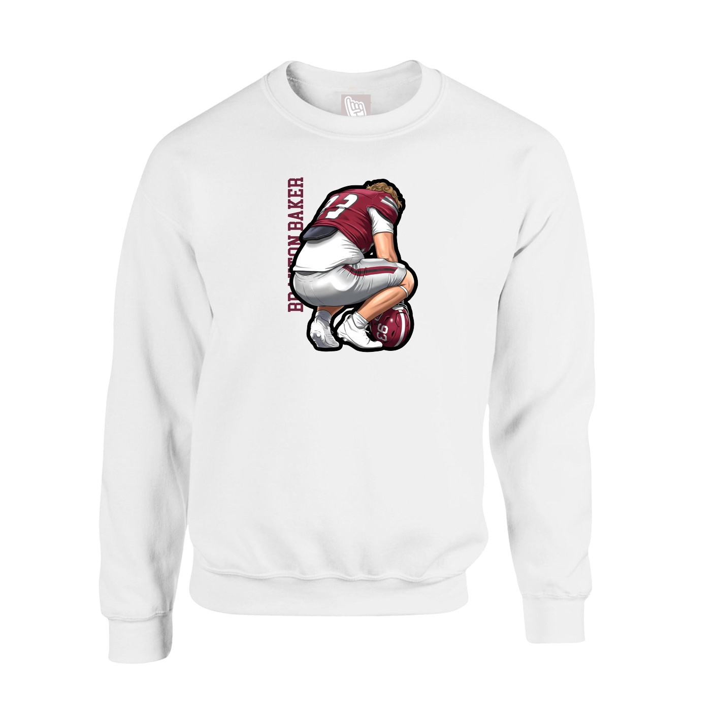 Fleece Crew — Name Vertical in White