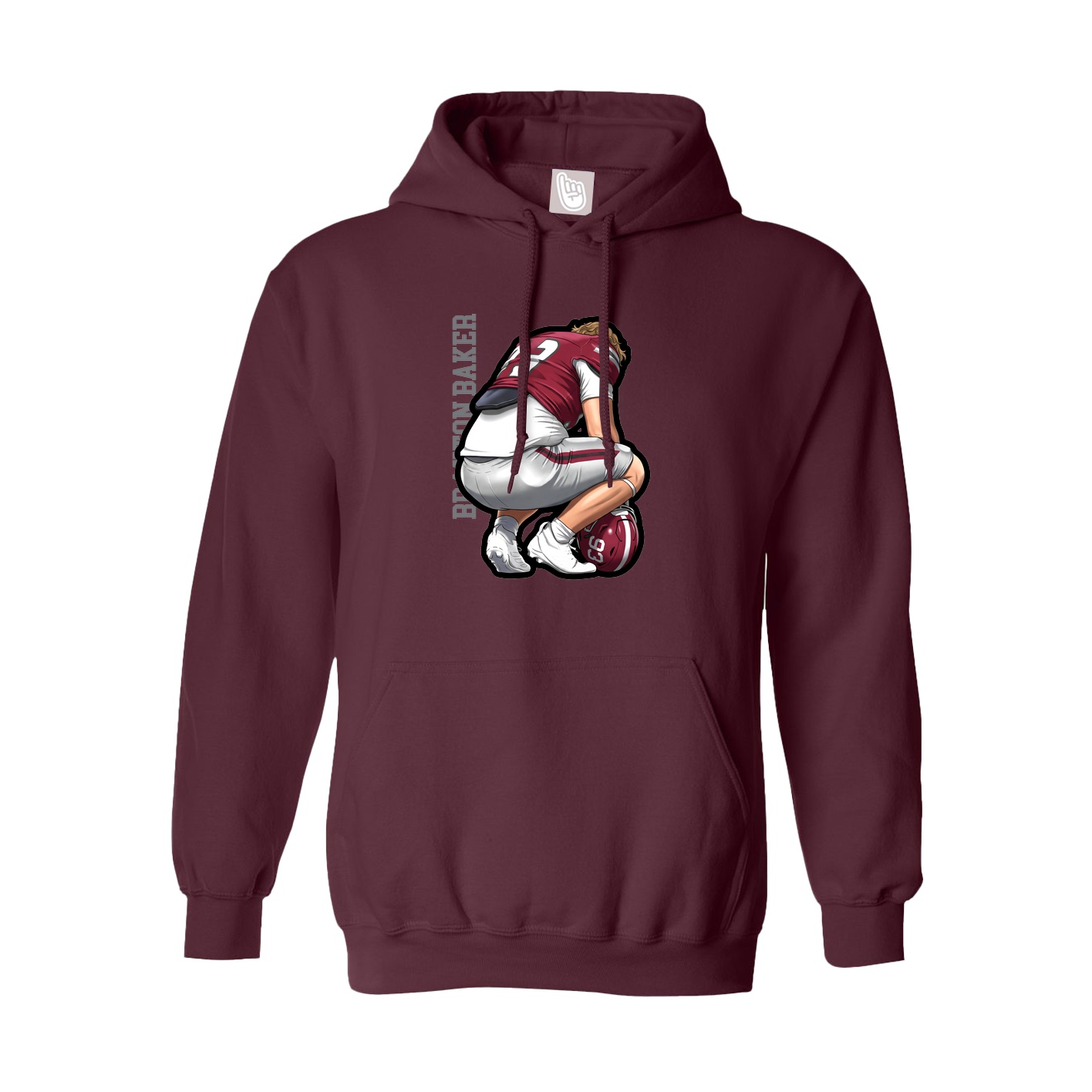 Youth Hoodie — Name Vertical in Maroon