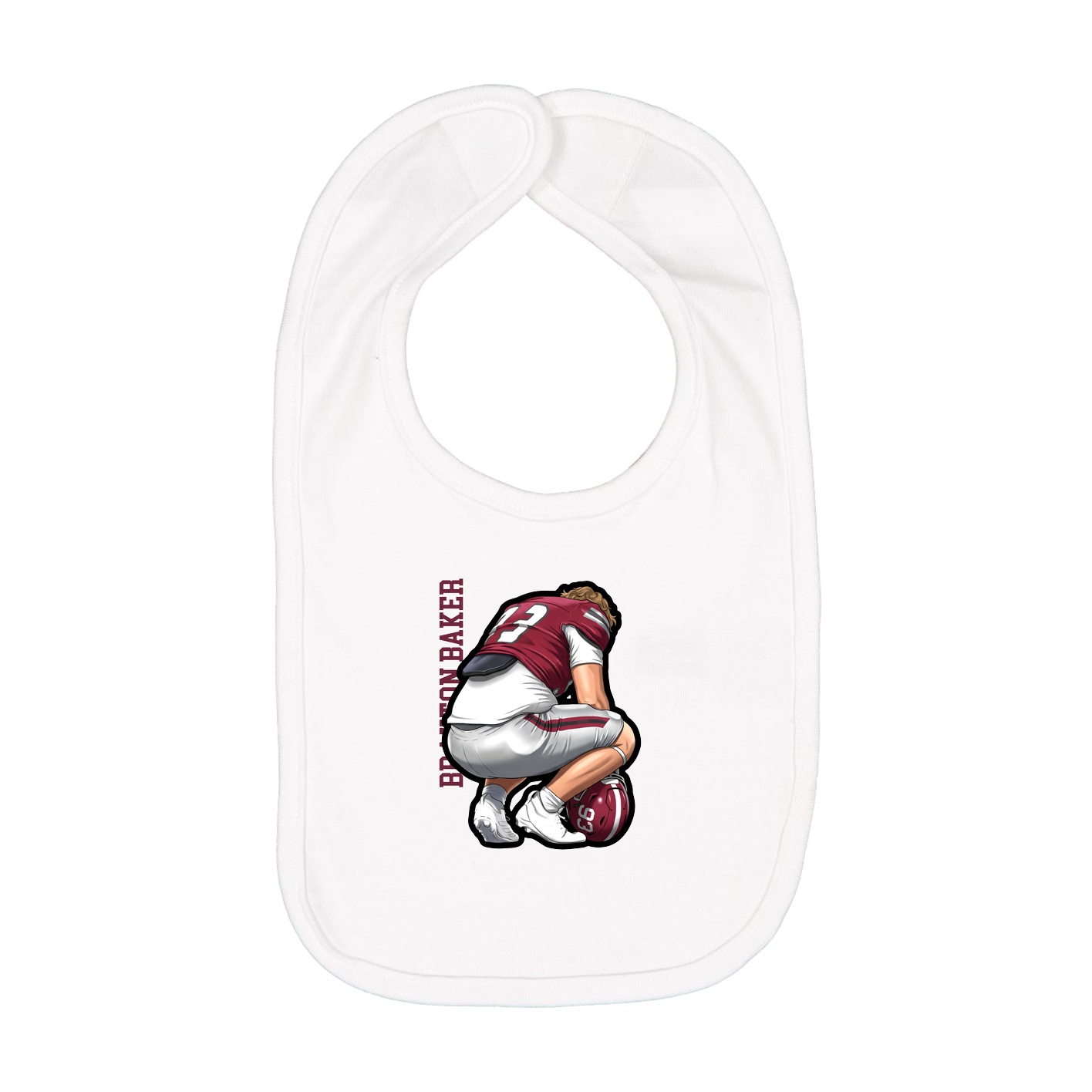 Infant Bib — Name Vertical in White