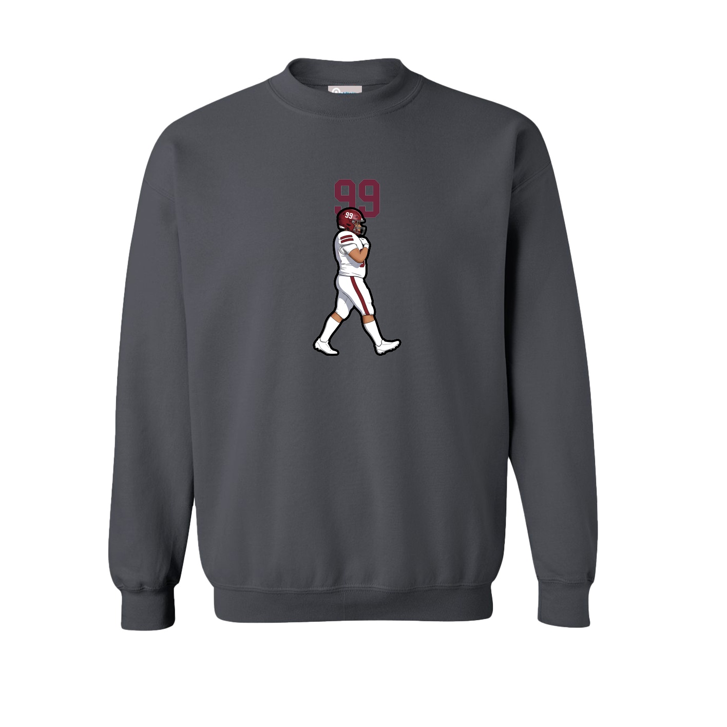 Fleece Crew — Number Top in Grey