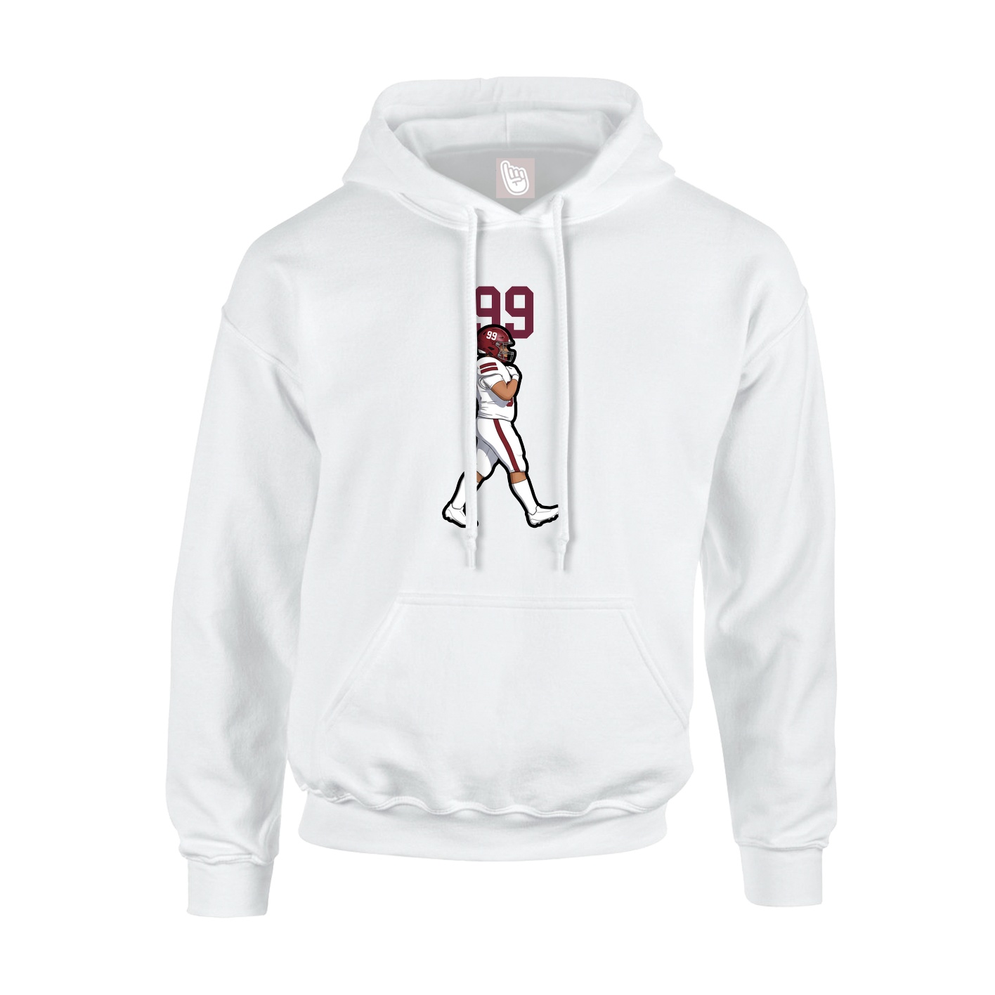 Youth Hoodie — Number Top in White