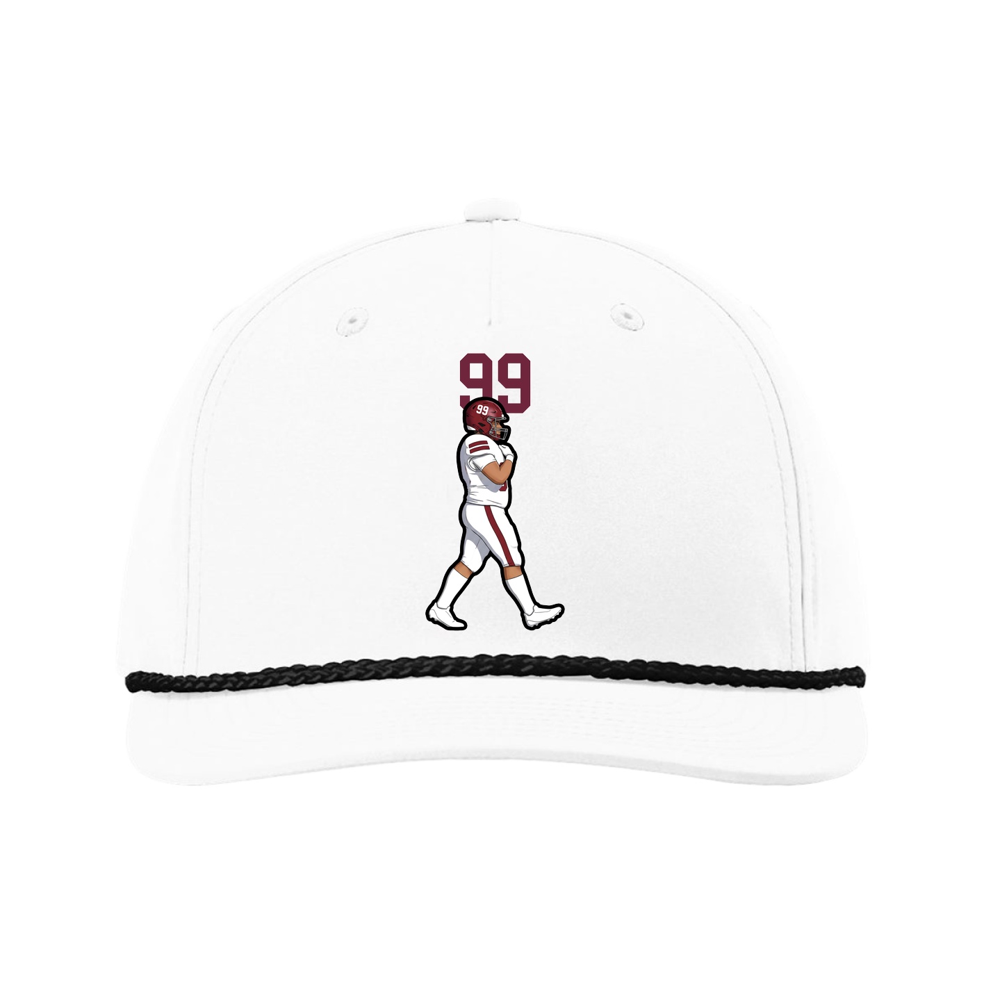 Five-Panel Classic Rope Cap — Number Top in White