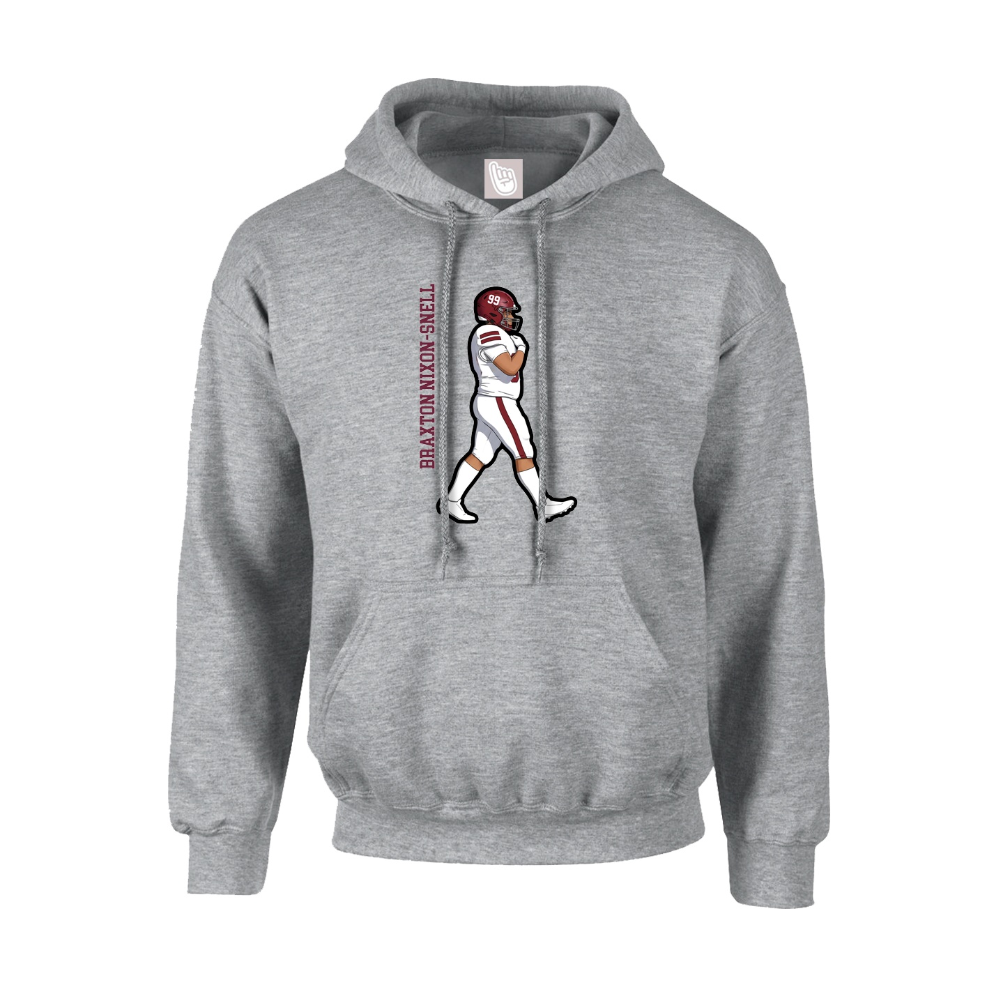 Youth Hoodie — Name Vertical in Grey