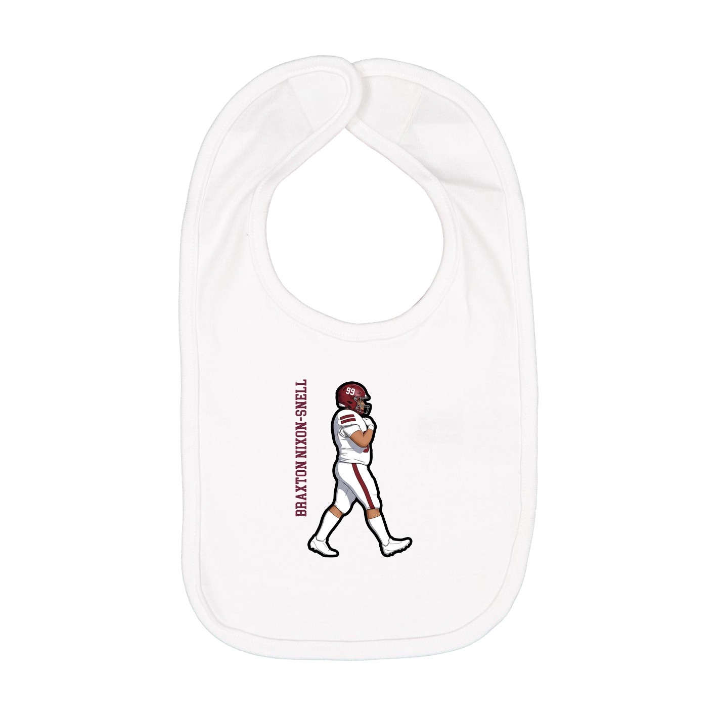 Infant Bib — Name Vertical in White